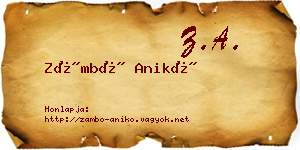 Zámbó Anikó névjegykártya
